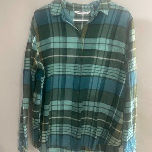 Sonoma Goods For Life Women Shirt Long Sleeve Button Plaid Flannel Size Large
